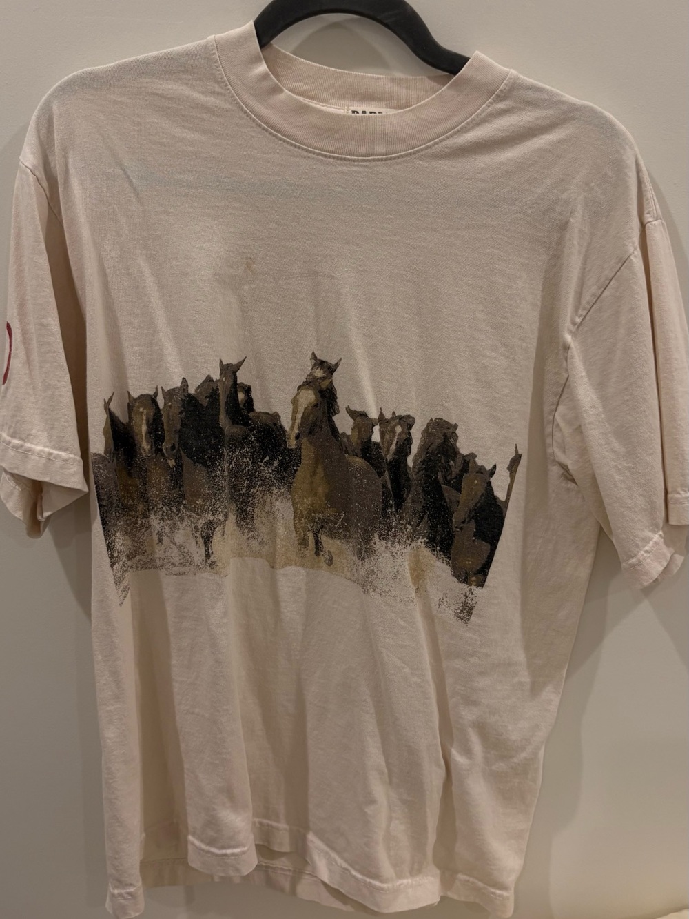 Darling Cream Short-Sleeve Tee with Running Horse Graphic